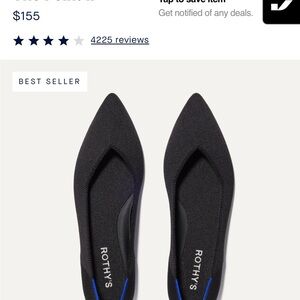 Rothy's Black Pointed-Toe Flats Sleek Minimalist Design